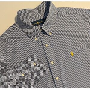 Ralph Lauren Mens XL Blue Gingham Check Button Down Shirt Long Sleeve BEAUTIFUL!